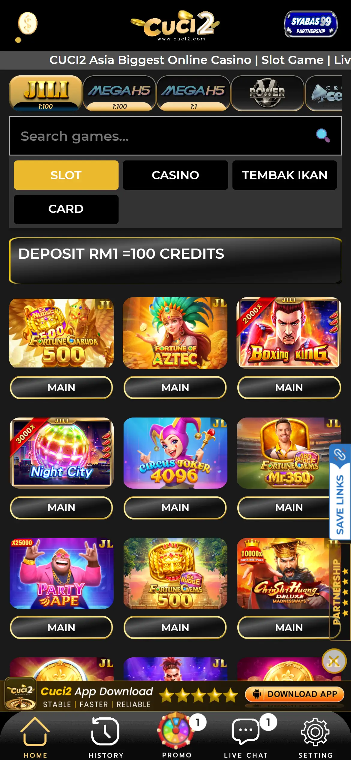 CUCI2 Slot Providers Search